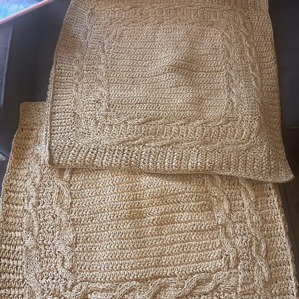 Pottery Barn 100% paper/seagrass euro shams. 26/28”, they stretch.